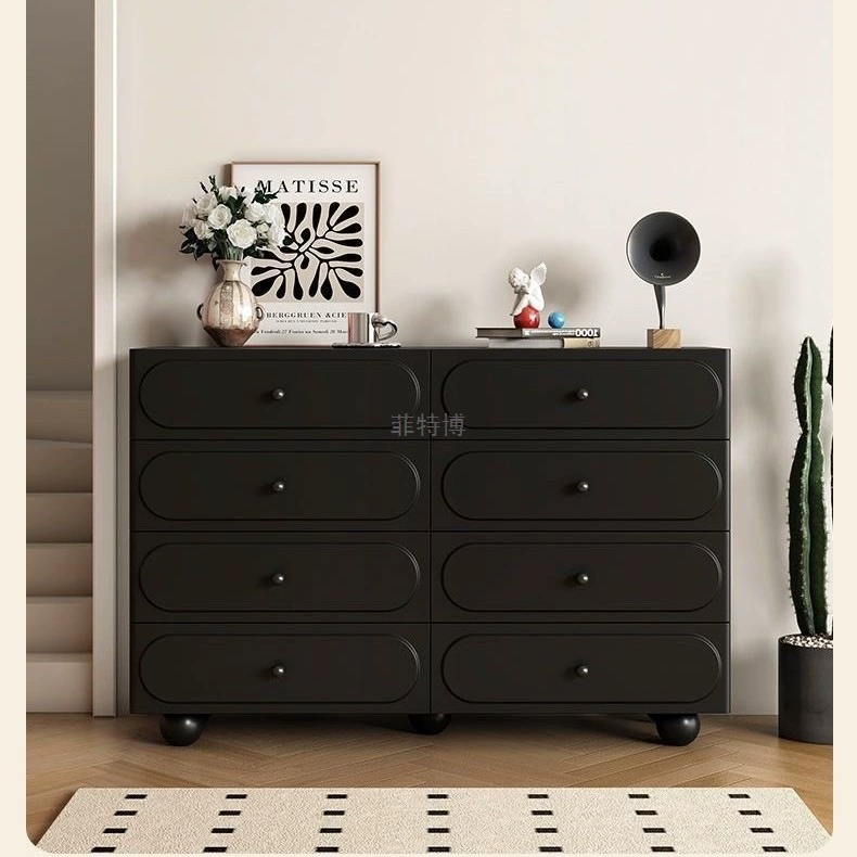 Легкий роскошный шкаф с восемью ящиками во французском стиле, черный высококачественный минималистичный боковой шкаф для гостиной, шкаф для спальни в скандинавском стиле, шкаф для хранения, шкаф с ящиками.