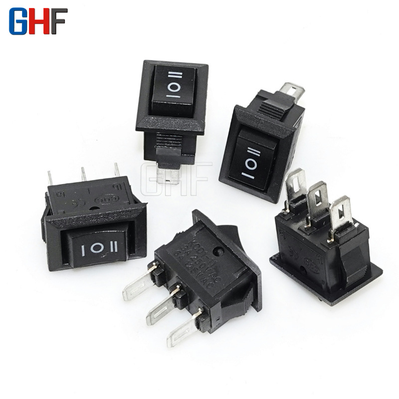 KCD11-3P三脚三档黑色小船型 10*15迷你3脚3档位船形翘板电源开关