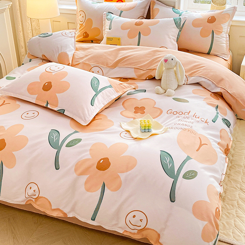 2025 ropa de cama de cuatro piezas de algodón de nuevo estilo ropa de cama de algodón funda de edredón ropa de cama de tres piezas de una sola cama doble