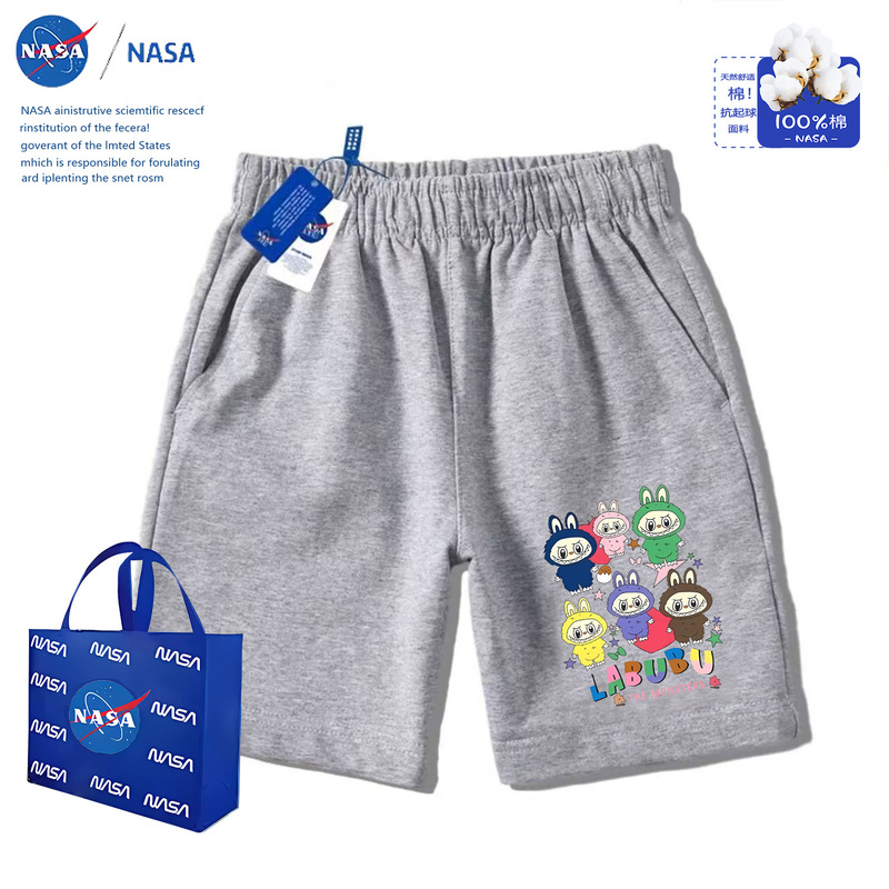NASA爆火2025电动车拉布布外穿直筒短裤中大童五分裤子休闲短裤|undefined