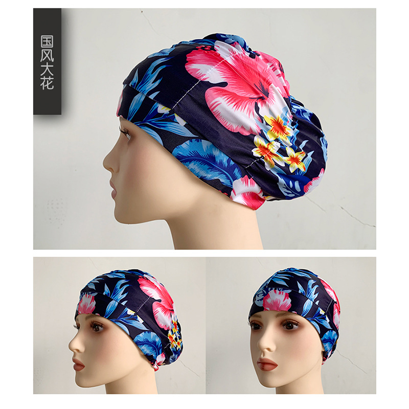 Fábrica al por mayor plisado paño gorro de natación extra grande circunferencia de la cabeza no apretado Pelo Largo oído protección natación caliente primavera unisex gorro de natación