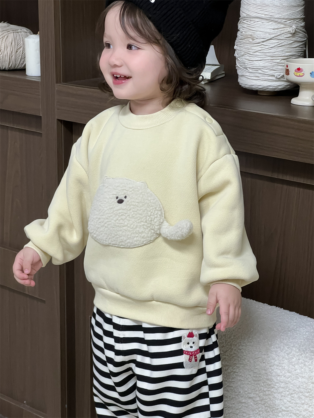 Invierno de niños engrosado suéter set de invierno de niñas ropa infantil coreana ropa de bebé calentamiento de lana suéter ropa infantil