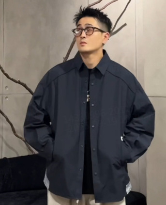 XDZZ二狗25ss春秋季百搭衬衣高街宽松设计纯色衬衫外套男款潮C122|undefined