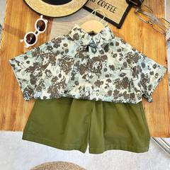 2024新款男童夏季休閒印花襯衫2024年新款中大童親膚透氣短袖上衣