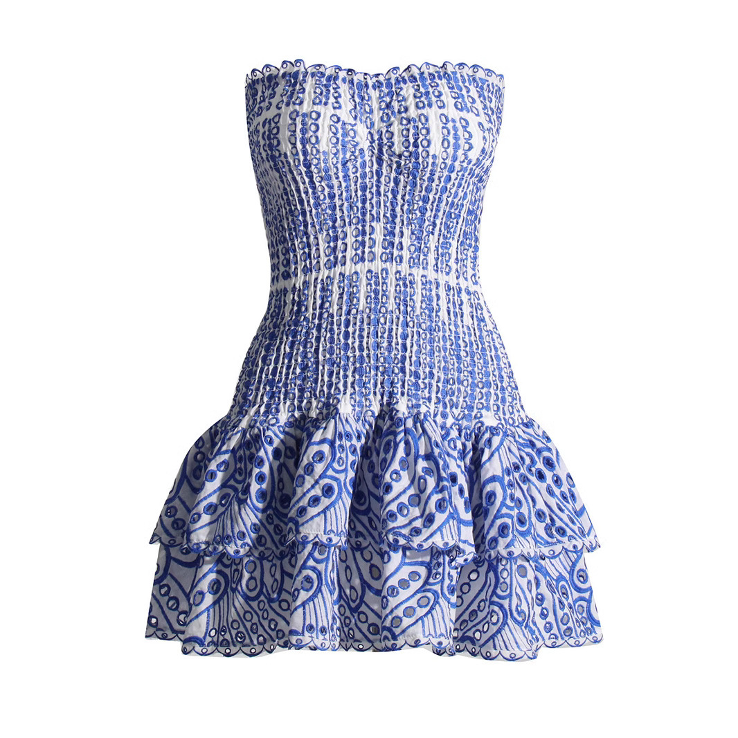Women's Heavy Embellished Bohemian Strapless Hollow Out Slim Fit Mini Dress – Spring Resort Gown 2026_ecoleips.com