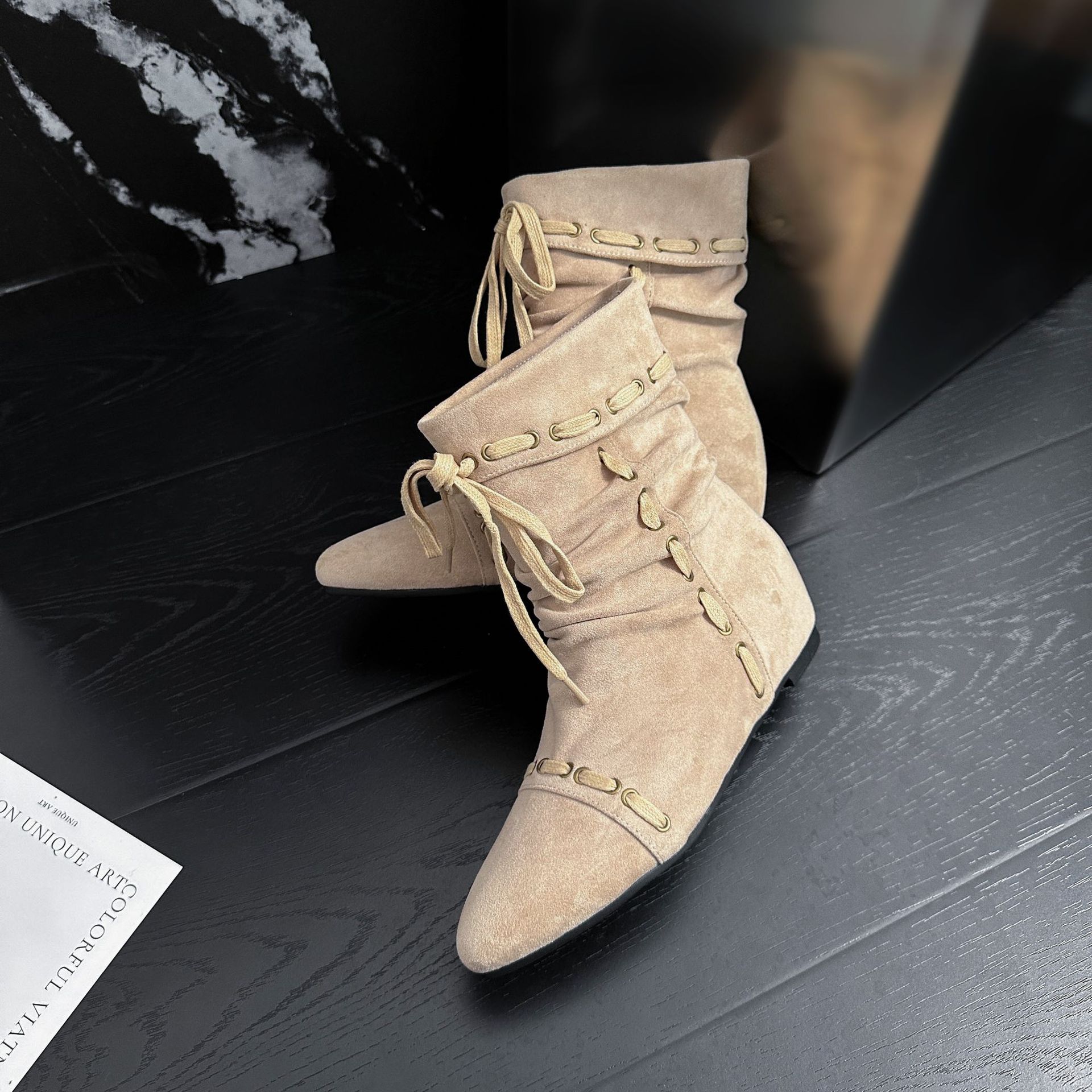 Botines Vaqueros para Mujer de 5 cm, Superfibra, Punta Afilada, Tacón Grueso image 4