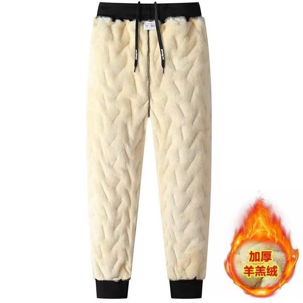 Pantalones de algodón forrados de lana de cordero engrosada casual versátil invierno pantalones de gran tamaño de los hombres cálidos pantalones de chándal atados al tobillo tendencia deportiva