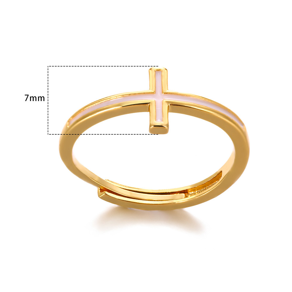 Cross Pattern Wholesale Jewelry Elegant Cross Copper 18K Gold Plated Plating Open Rings