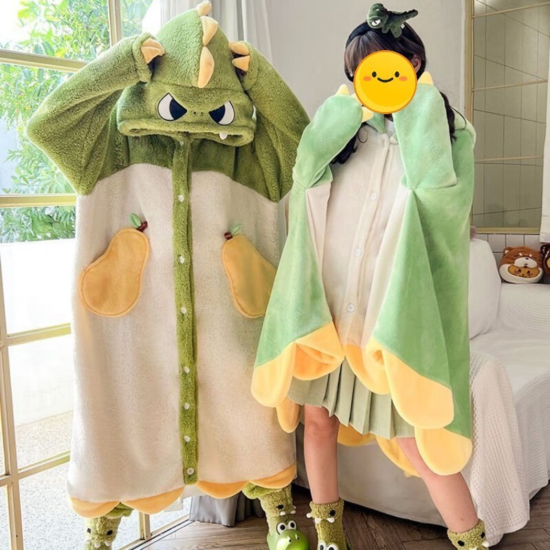 サンゴのぬいぐるみの家の服の恐竜のパジャマの女性の厚い漫画のかわいいカップルのパジャマの冬のぬいぐるみのパジャマの動物の連体|undefined