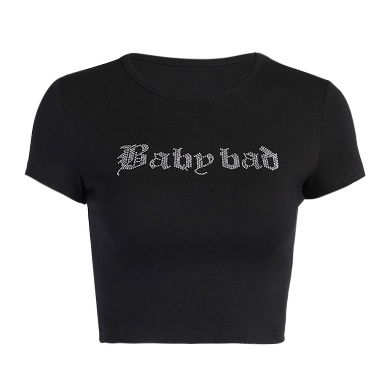 Diamond letters tight-fitting fashion casual T-shirt NSXE38525