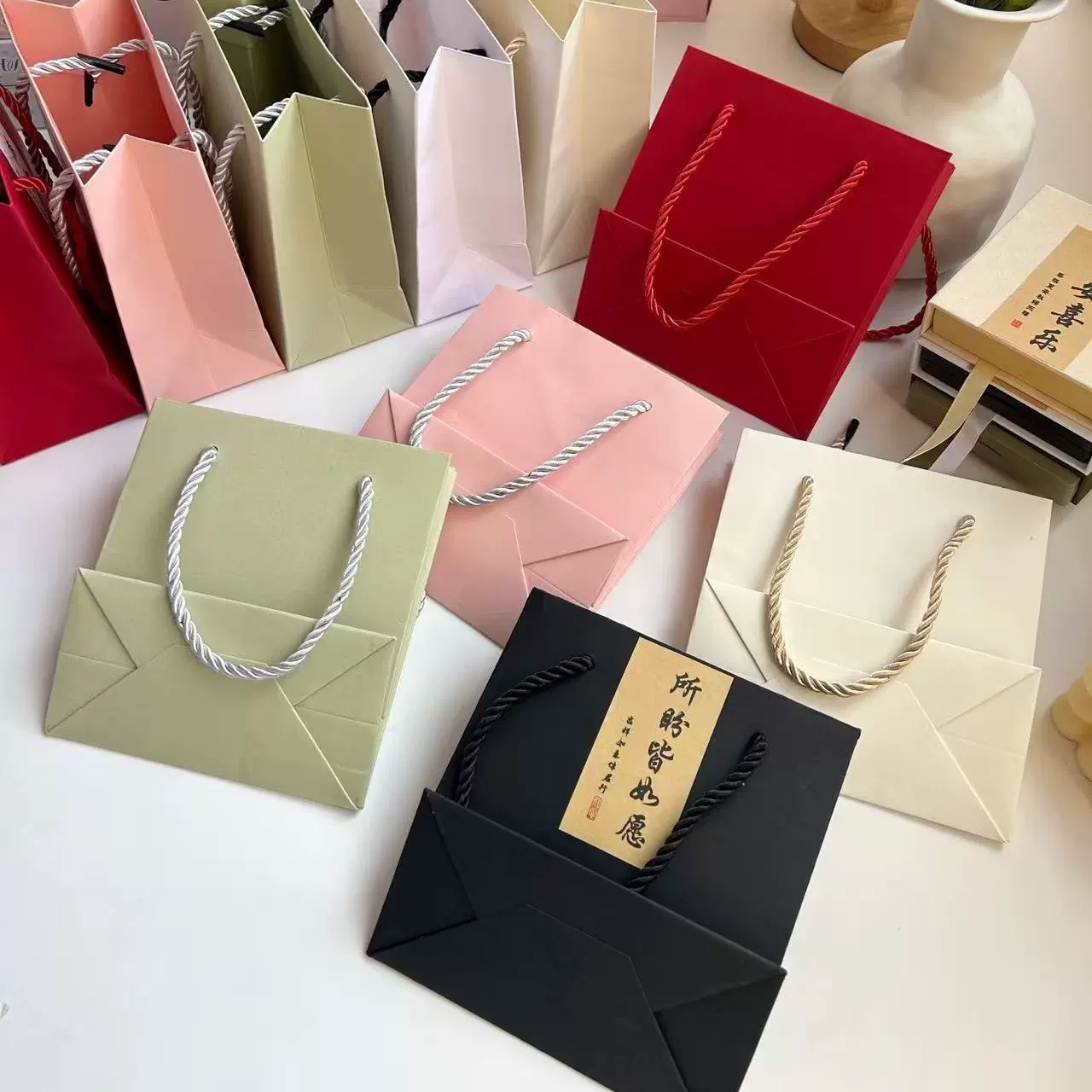 空白通用艺术纸手提袋珠宝首饰礼品纸袋批发手串文创包装印刷定制