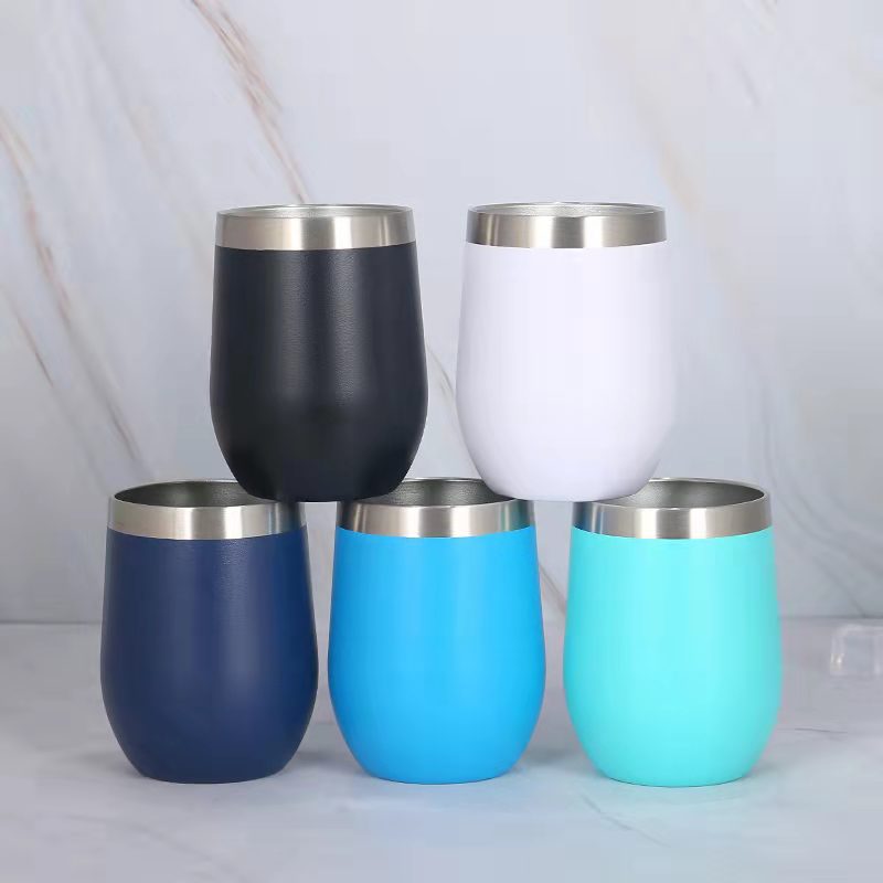 12oz doble vacío interior y exterior 304 acero inoxidable U taza de vino vino vino vino huevo taza de agua de estómago taza de calor