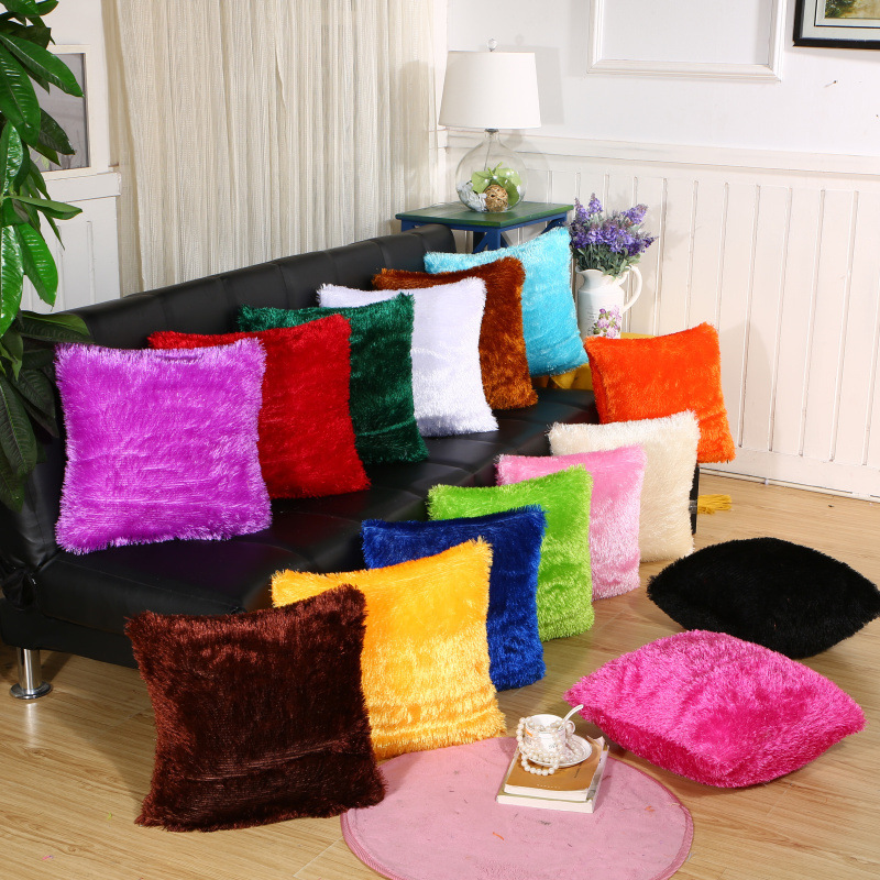 Origin and Supply: Amazon's Same Style Plush Solid Color Glitter Velvet Pillow Cushion Foreign Supermarket Foreign Trade Pillow Leather