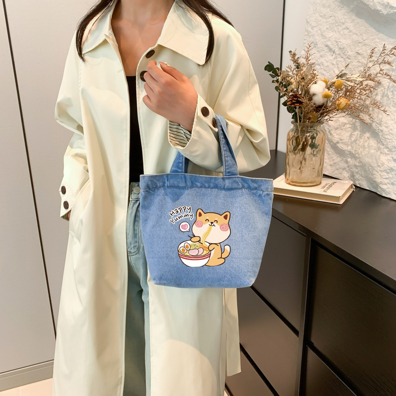 Bolsos nuevos vaqueros lindos bolsos de almuerzo de hombro único bolsos de almuerzo nuevos estudiantes bolsos de almuerzo simples bolsas de regalo al por mayor