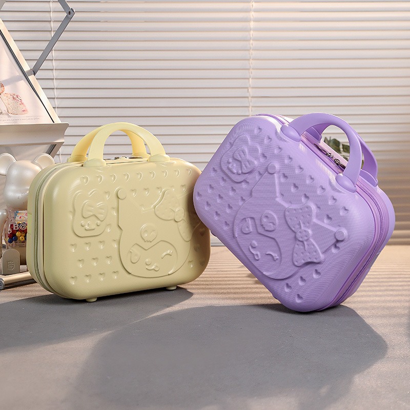 Mini estuche de cosméticos de 14 pulgadas, estuche de almacenamiento pequeño, estuche de mano rojo, estuche de equipaje