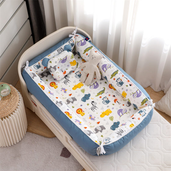 Cross-border Foldable Baby Bed Medium Bed Portable High Side Protective Baby Bed Nursing Bed Pressure-proof Bed
