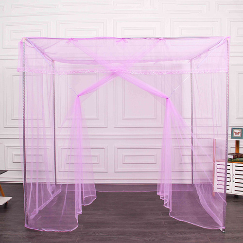 Double floor-standing palace square top single door mosquito net, encrypted eyebrow long bedroom mosquito net manufacturer wholesale
