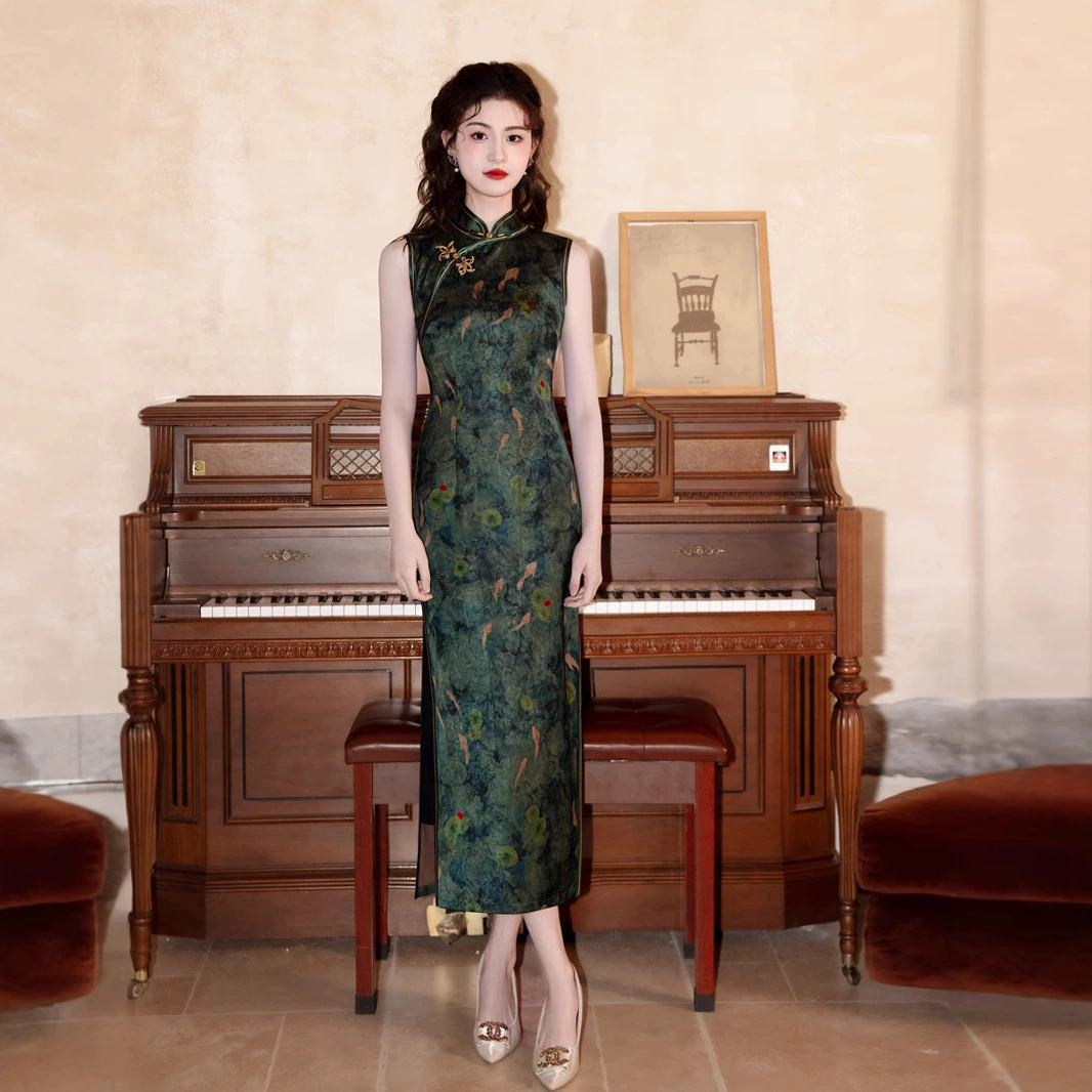 Старый шанхайский Cheongsam без рукавов элегантный продвинутый длинный стиль Китайской Республики женский 2025 новый весенний и летний ежедневный улучшенный новый китайский стиль