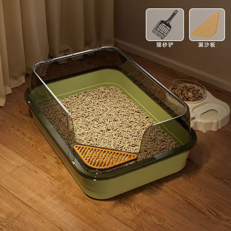 特大猫トイレ 猫砂盆 半密閉型 飛び散り防止 猫砂用品 大型 特大 子猫用|undefined