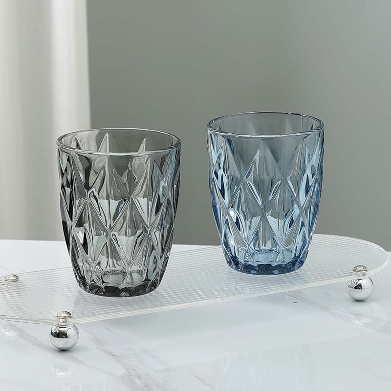 Taza de vidrio casera diamante de color engrosado taza de jugo de hoteles enjuague bucal de pareja cepillo de dientes taza