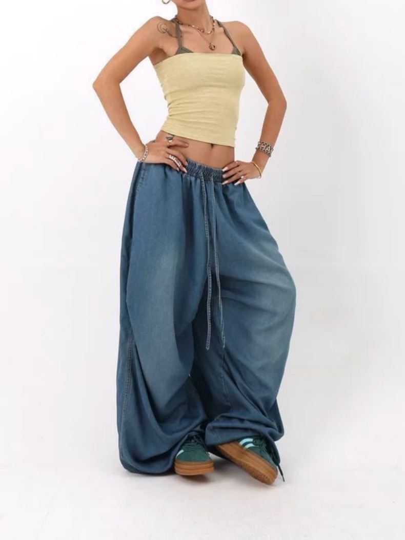 Cross-Border European And Versatile Jeans For Women 2025 American Retro High Street Wide-Leg Loose Long Pants Trendy Ins_ecoleips.com