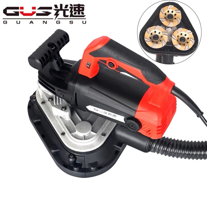 Light Speed Gs-8230 Three-Head Grinder Floor Grinding Machine Handheld Rough Planer Concrete Cement Rough Grinder