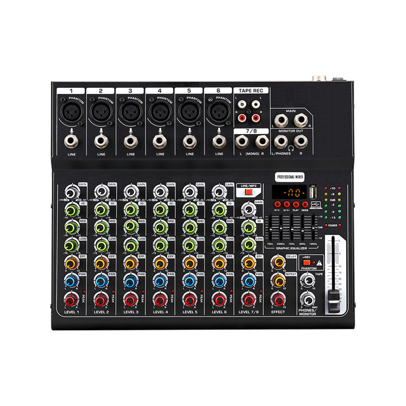 (2개) 크로스-국경 미니 전문 믹서 효과 무대 홈 컴퓨터 USB 블루투스 4 방향 8 방향 작은 믹서