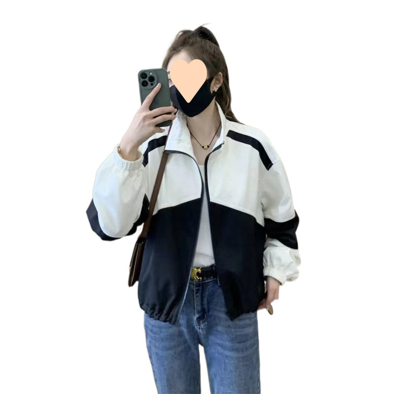 冲锋衣外套女短款2025春季新款大码休闲百搭宽松拼色棒球服上衣|undefined