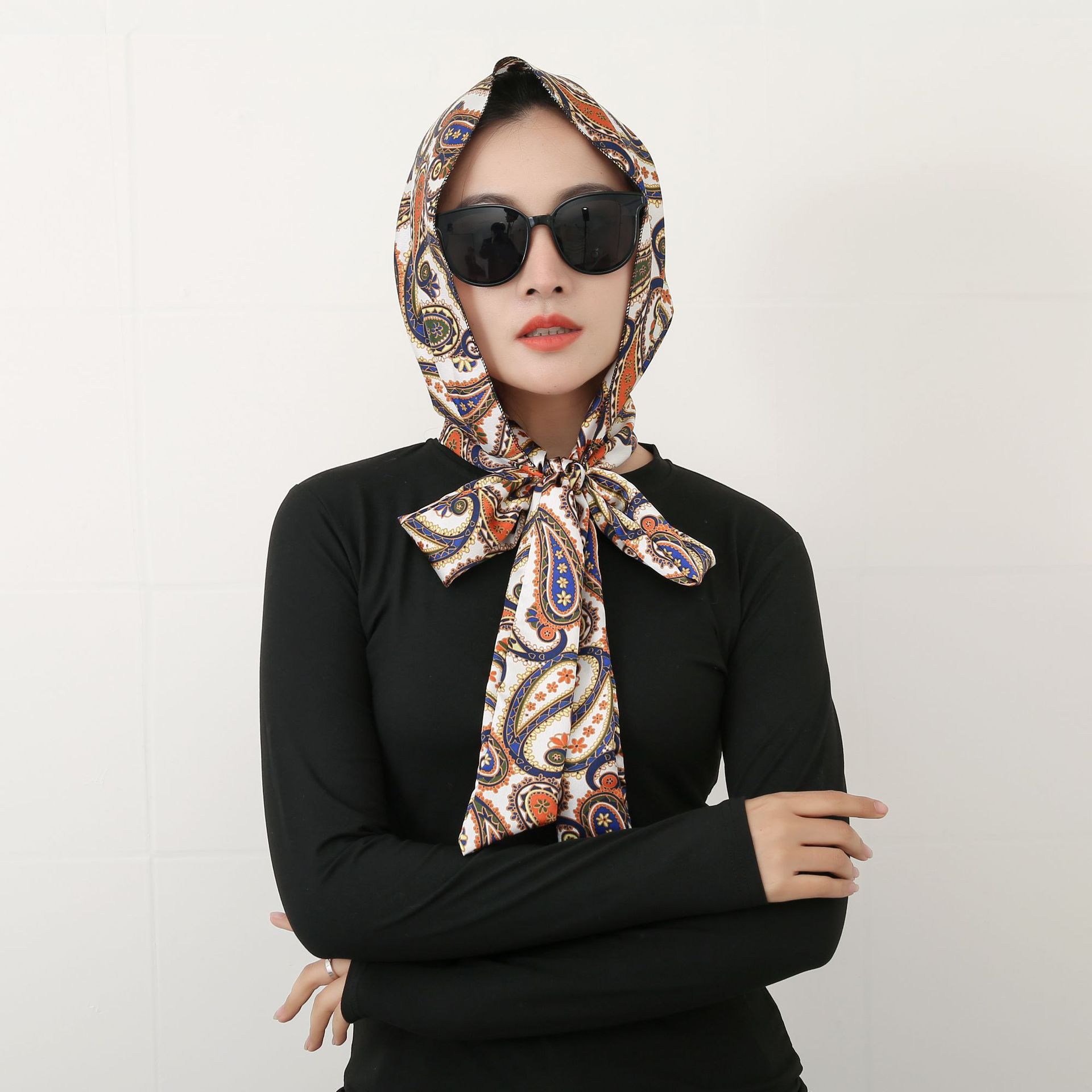 90g Weight Silk Scarf Classification Daily Occasion Satin Material Flower Pattern Summer, Spring Season Women's Gender Printing Design Elegant, Retro Style Women's Elegant Retro Flower Satin Printing Silk Scarf 14