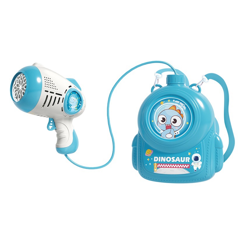 Dinosaurio de los niños del verano mochila máquina de burbujas doble hombro poroso automático gran capacidad de mano espacio pistola de burbujas