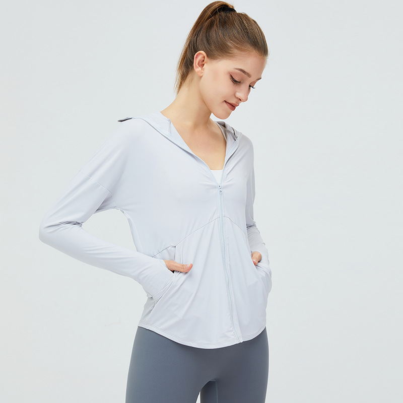 Nuevo hielo-sensible SLIM-Fit ropa de protección solar ropa de mujer deportes al aire libre protección UV ROPA DE LA PIEL corriendo de secado rápido ligero ropa de protección solar