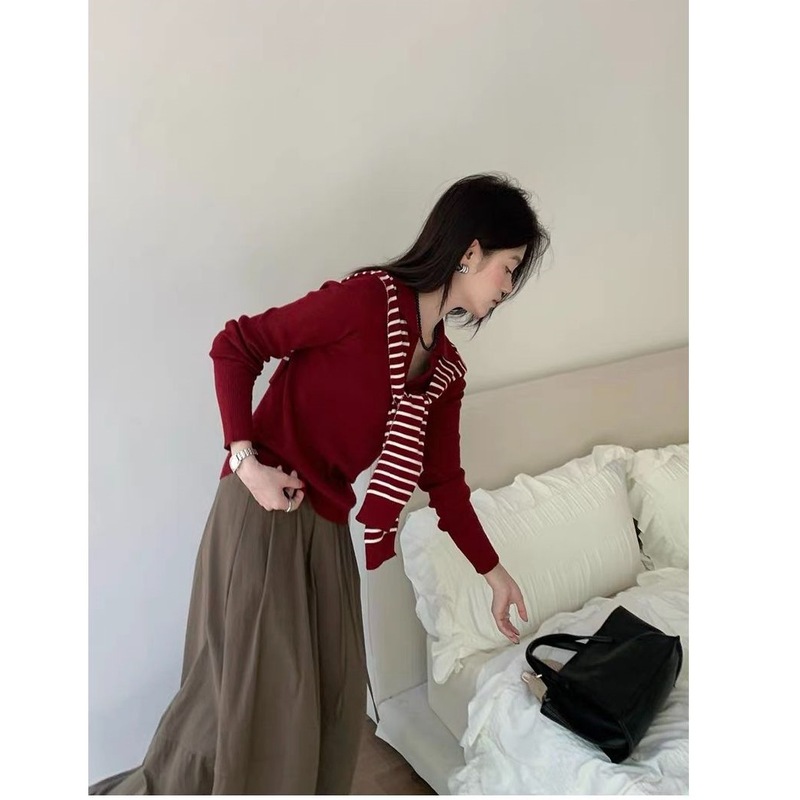 早秋新款时尚百搭学院风减龄刺绣针织开衫配披肩安迪绒杏色均码薄|undefined