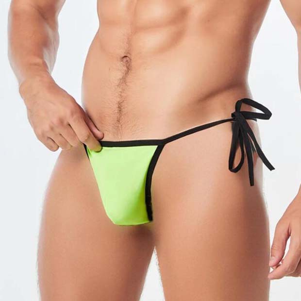 Cross-border Sexy Underwear Men's Sexy Swimming Trunks Stretch Swimwear Low Waist Passionate Lace-up Men's Briefs G-string