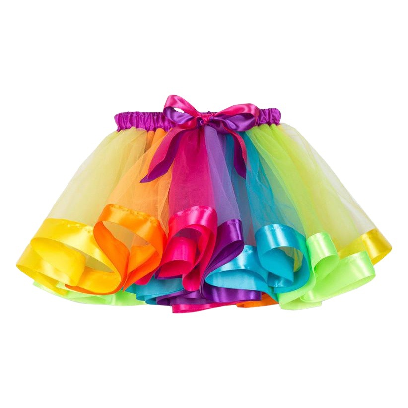 2025 nuevo estilo plus forro malla arcoíris falda espectáculo de danza falda tutu para niños falda falda corta para niñas