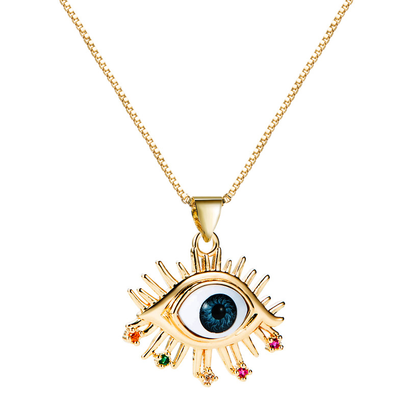 Wholesale Jewelry Copper Inlaid Zircon Eye Pendant Necklace Nihaojewelry display picture 11