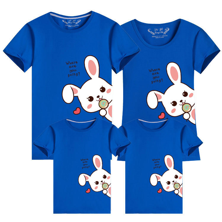 2023 conejo año padre-hijo T-shirt Año Nuevo rojo nacimiento año familia tres familia bendición seguro feliz manga corta moda