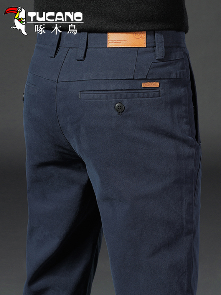 Woodpecker Men's Casual Pants Loose Straight Pants Men's Autumn and Winter Velvet Thickeneded Pants Classy Business Pants