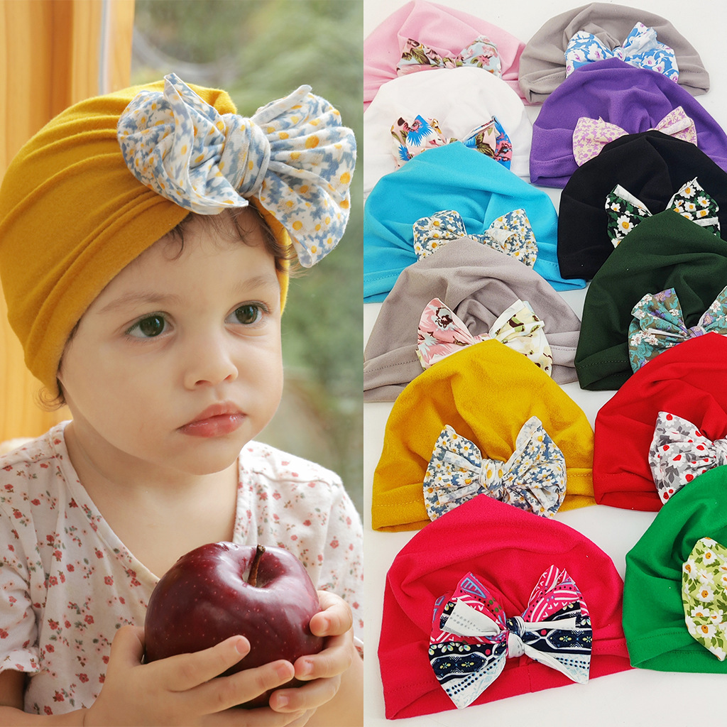 Girl's Fashion Ditsy Floral Bow Knot Baby Hat display picture 1