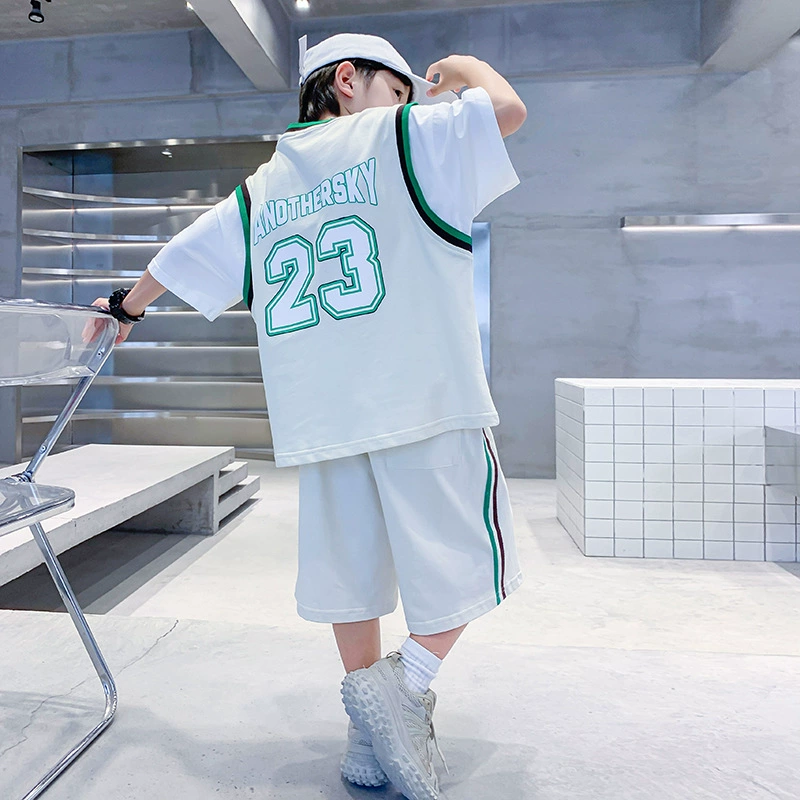 Summer clothing, basketball uniform, sports suit, children's summer football uniform for boys, for teenagers, with short sleeve
