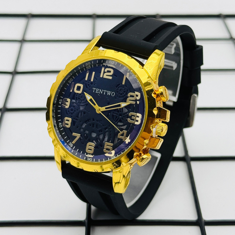 Cross-border new fashion hollow-out men's watch, casual business style, high-end design, suitable for students, with a blue light silicone strap and quartz movement Cross-border new fashion hollow-out men's watch, casual business style, high-end design, suitable for students, with a blue light silicone strap and quartz movement
