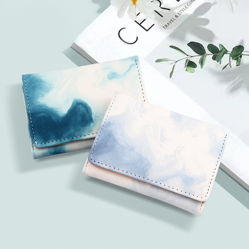 Cartera plegable para mujer, tarjetero con diseño de nicho, monedero para estudiantes, cartera corta de tres pliegues, cartera simple de PU para almacenamiento.