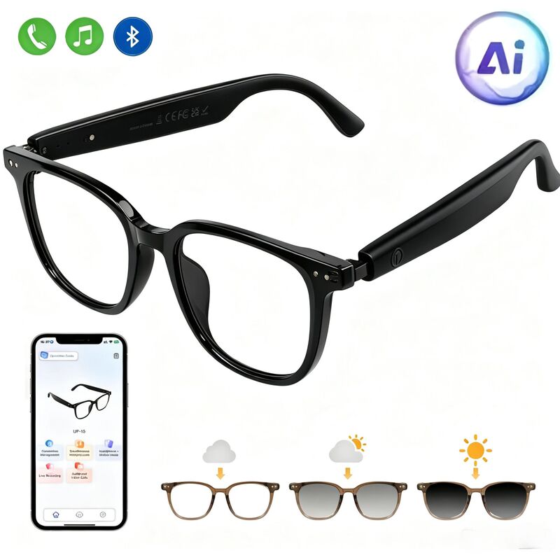 Ai Smart Glasses Gs07 Black Technology, Cross-Border Bestseller, Listen to Music and Make Calls, Smart Photochromic Lenses, Direct Supply from the Factory Ai Smart Glasses Gs07 Black Technology, Cross-Border Bestseller, Listen to Music and Make Calls, Smart Photochromic Lenses, Direct Supply from the Factory