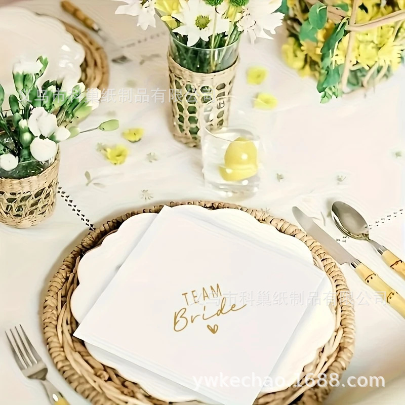新款婚礼派对Team Bride餐巾纸 婚礼订婚晚宴派对餐桌装饰纸巾|undefined