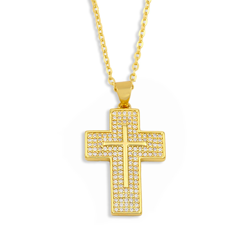 new micro-inlaid zircon hip hop cross necklace