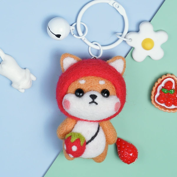 Small flower button + strawberry Shiba Inu + instructional video