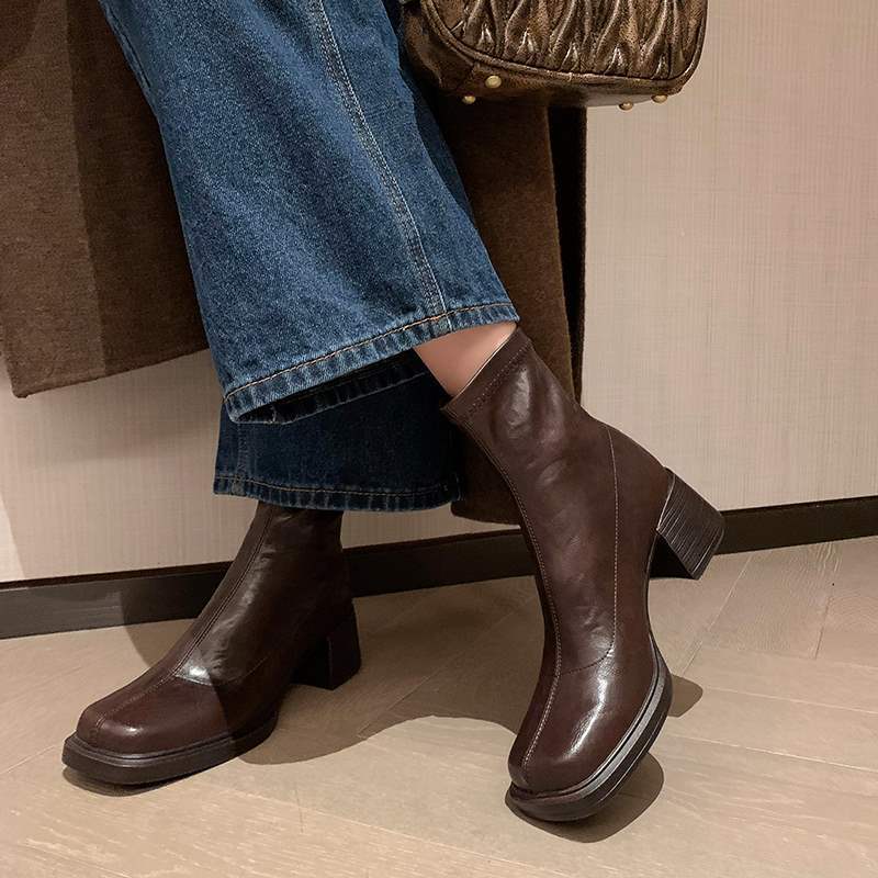 European and American style thick-soled elastic slim boots for women…