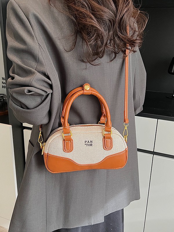 Bolso de mujer 2025 nuevo lino transfronterizo empalme bolso de mano pequeño bolso cuadrado de alta calidad de comercio exterior moda mochila