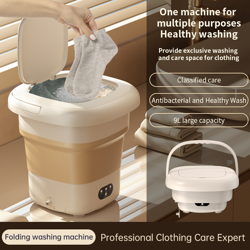 Cross-border foreign trade foldable washing machine dormitory small automatic wash and dry integrated machine portable underwear mini washing machine