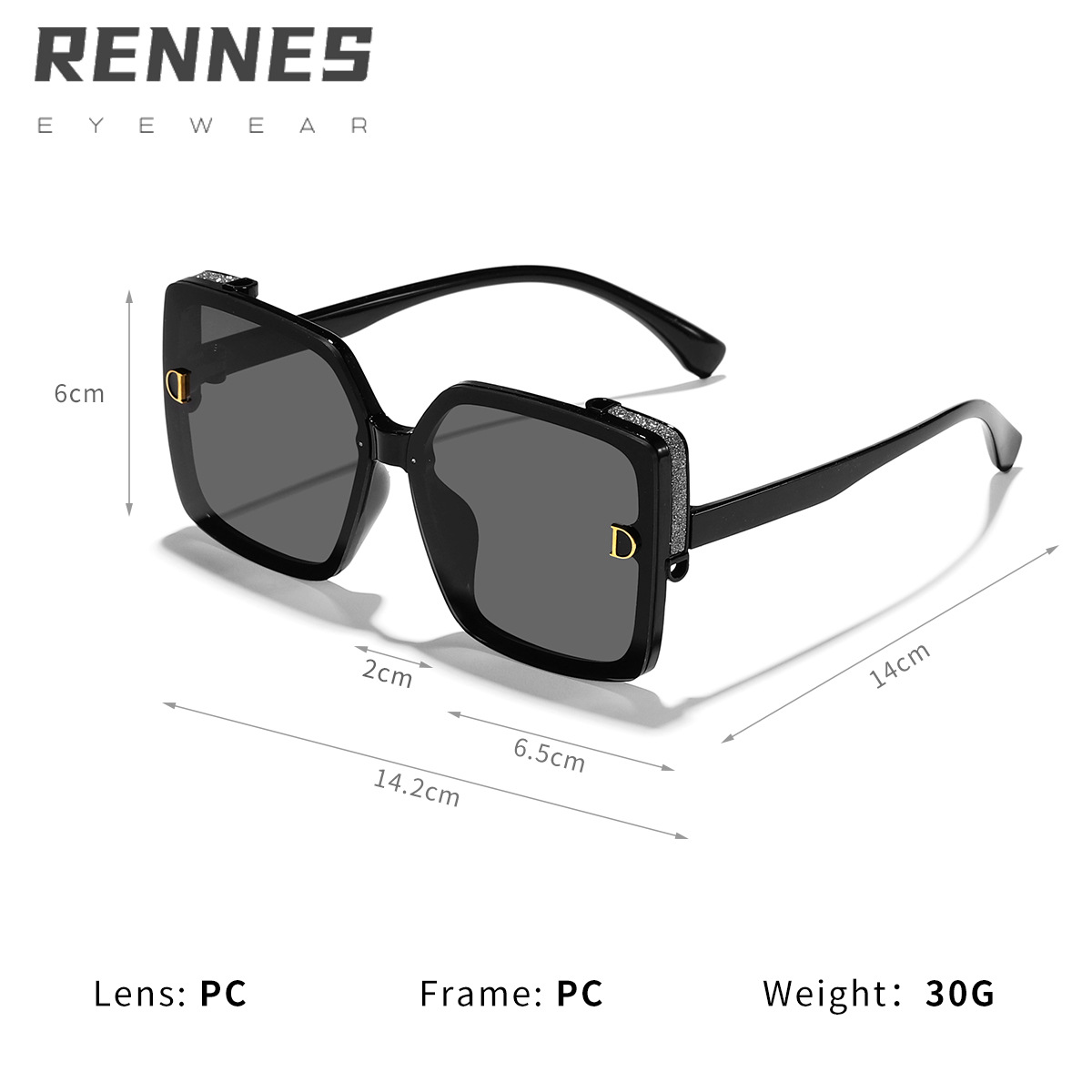 La nueva versión coreana de la letra D generoso marco cara pequeña PC gafas de sol calle moda desgaste necesario al aire libre gafas de sol