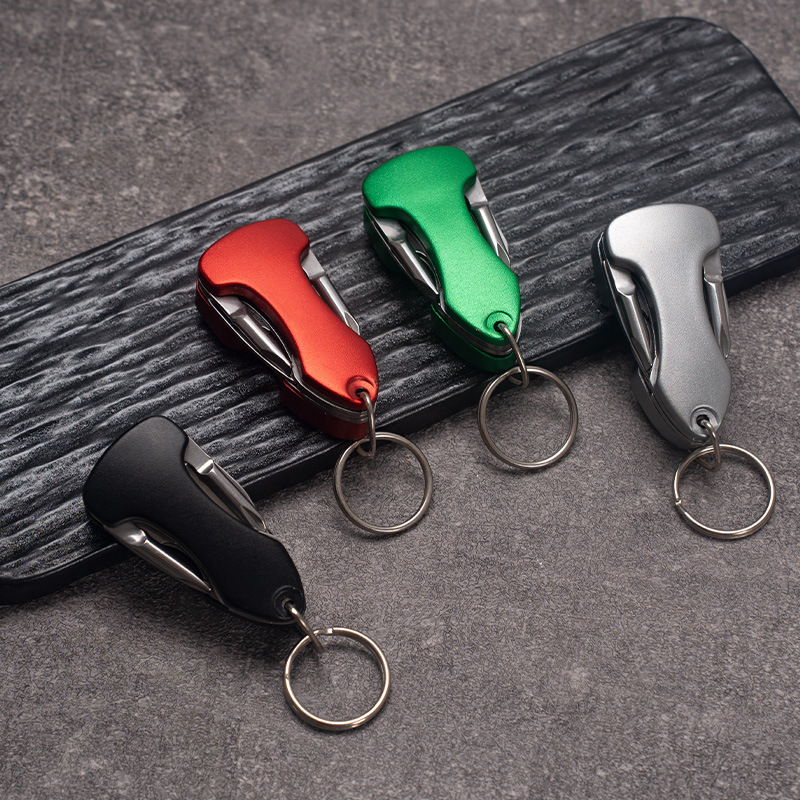 户外多功能钥匙扣小刀便携快递开箱刀创意礼品小刀带LED灯螺丝刀